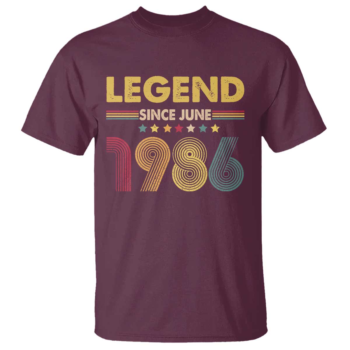 June 40th Birthday T Shirt Legends Since June 1986 Retro Bday TS11 Maroon Print Your Wear