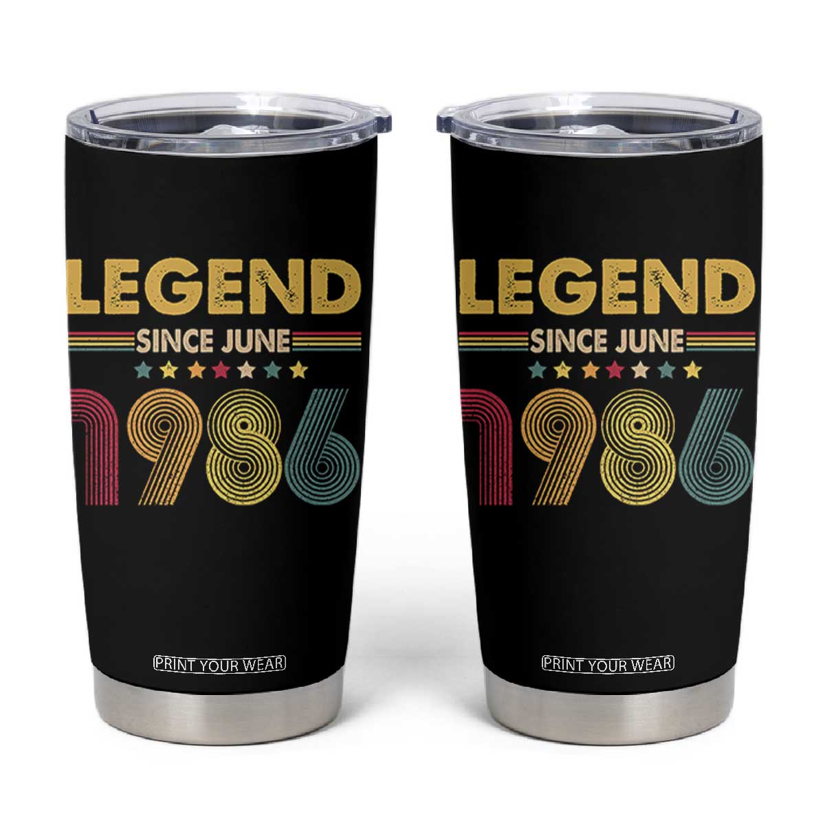 June 40th Birthday Tumbler Cup Legends Since June 1986 Retro Bday TS11 Black Print Your Wear