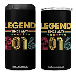May 10th Birthday 4 in 1 Can Cooler Tumbler Legends Since May 2016 Retro Bday TS11 One Size: 16 oz Black Print Your Wear