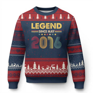 May 10th Birthday Ugly Christmas Sweater Legends Since May 2016 Retro Bday TS11 Navy Red Print Your Wear