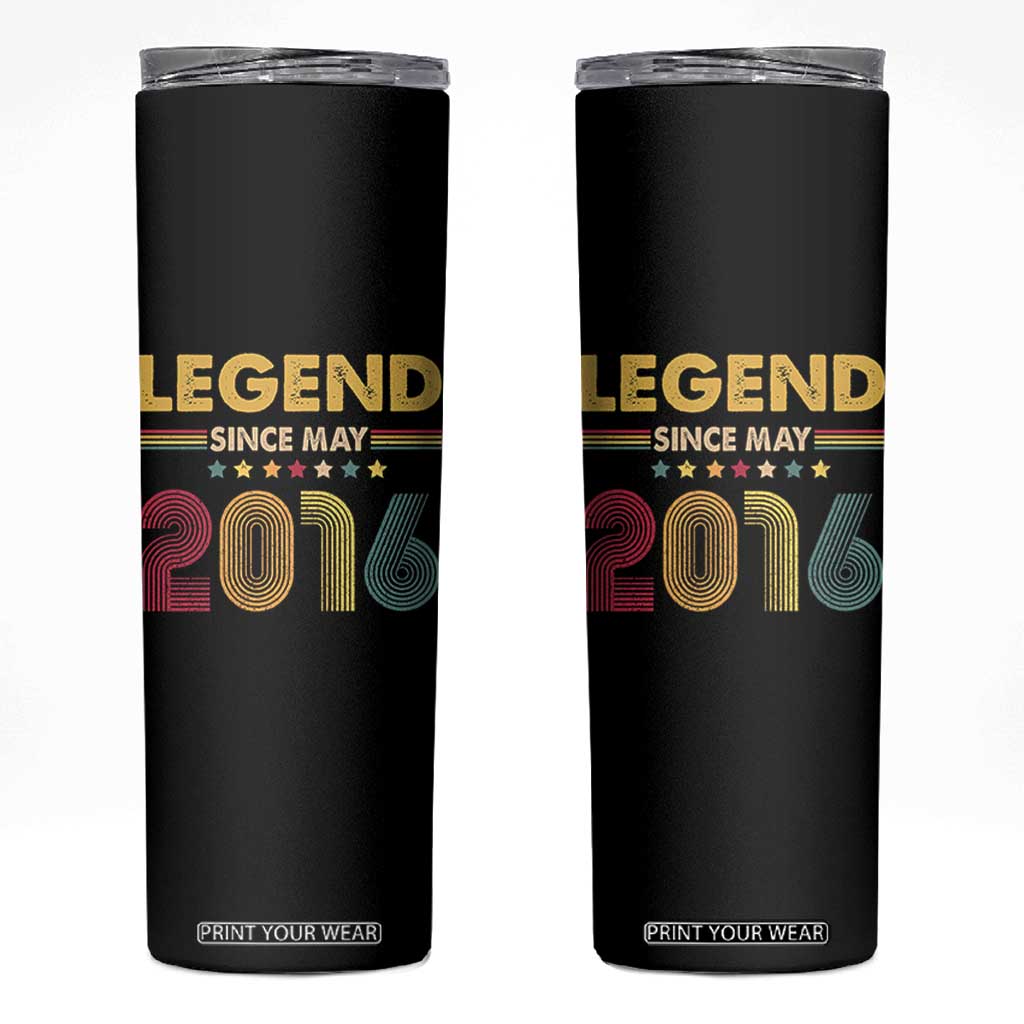 May 10th Birthday Skinny Tumbler Legends Since May 2016 Retro Bday TS11 Black Print Your Wear