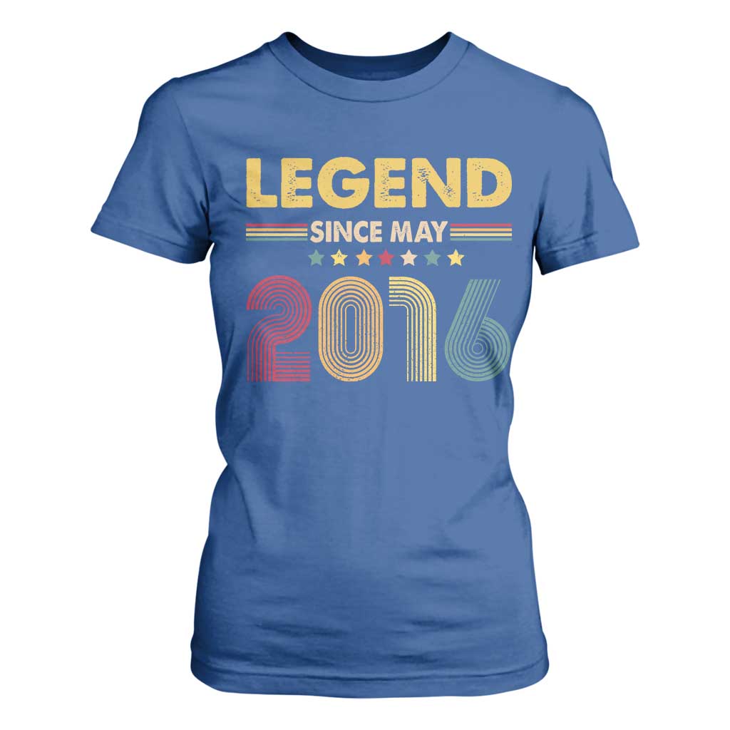 May 10th Birthday T Shirt For Women Legends Since May 2016 Retro Bday TS11 Royal Blue Print Your Wear