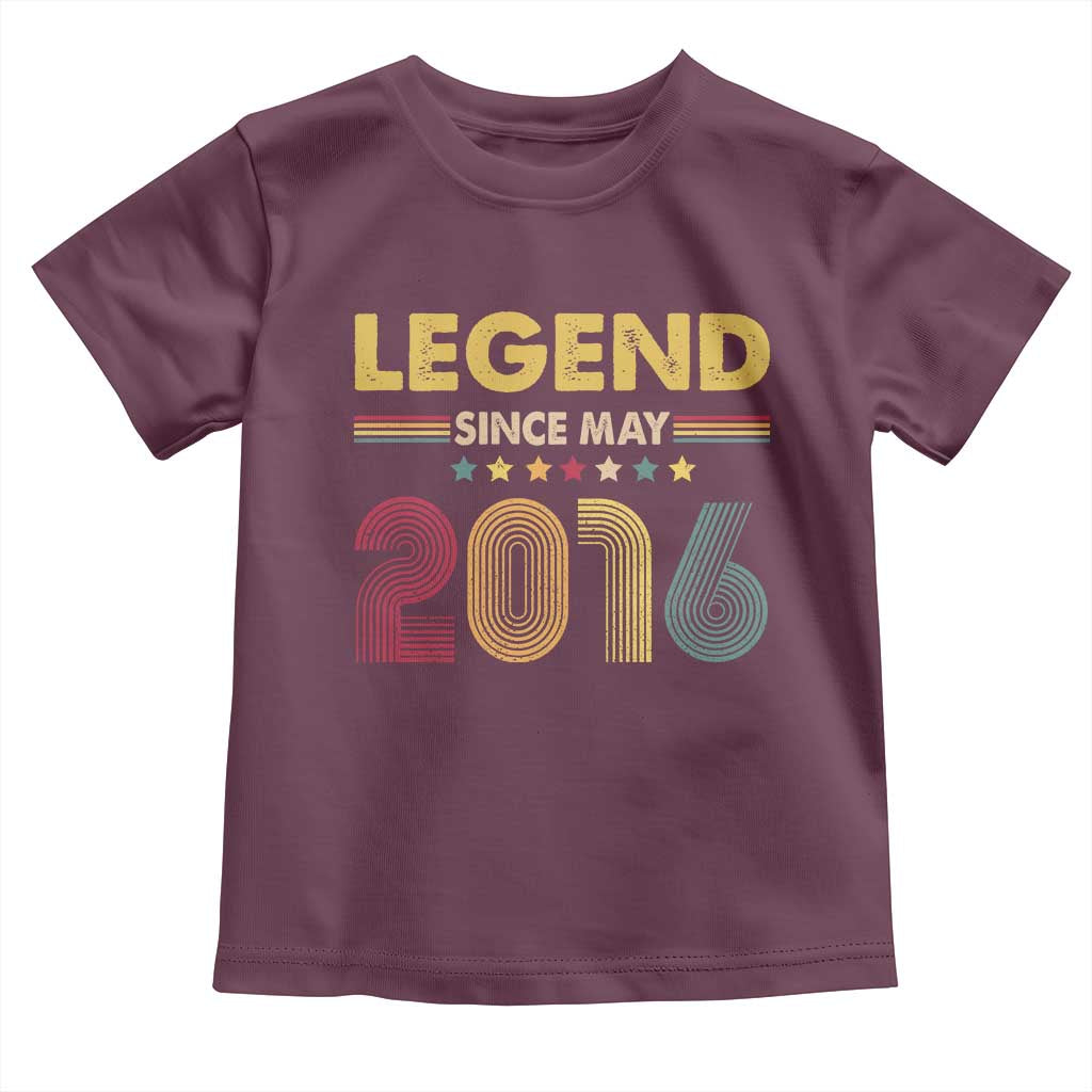 May 10th Birthday Toddler T Shirt Legends Since May 2016 Retro Bday TS11 Maroon Print Your Wear