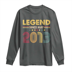 May 13th Birthday Long Sleeve Shirt Legends Since May 2013 Retro Bday TS11 Dark Heather Print Your Wear