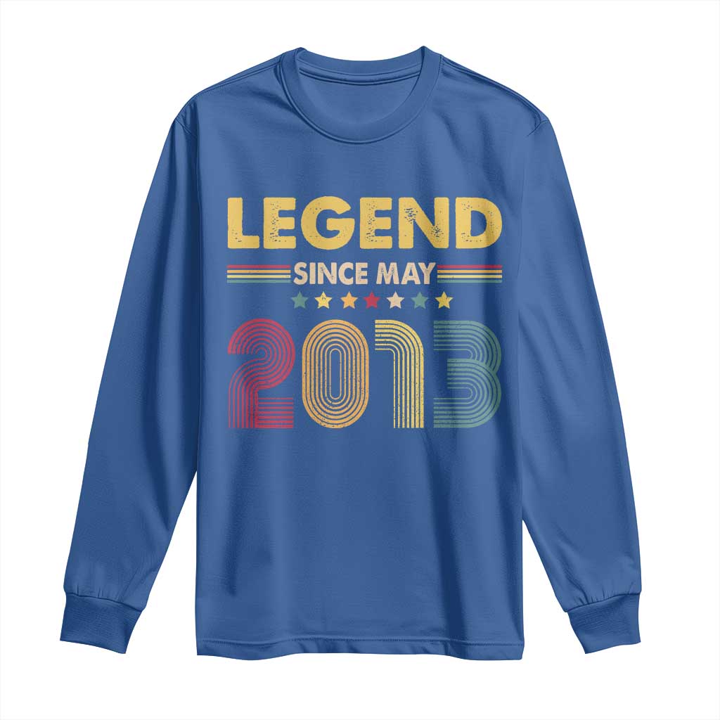 May 13th Birthday Long Sleeve Shirt Legends Since May 2013 Retro Bday TS11 Royal Blue Print Your Wear