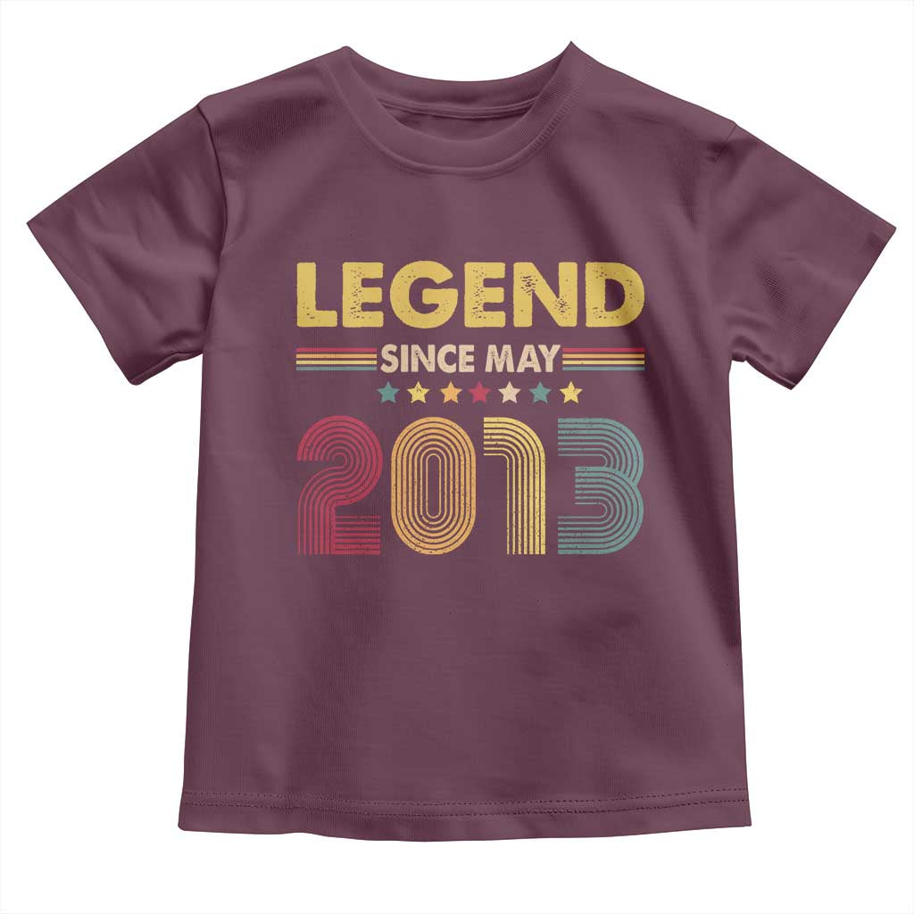 May 13th Birthday Toddler T Shirt Legends Since May 2013 Retro Bday TS11 Maroon Print Your Wear