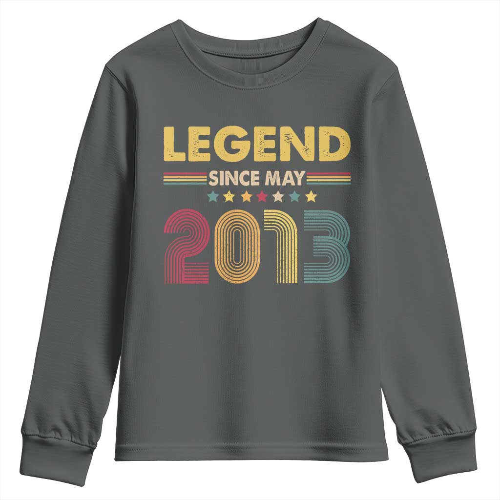 May 13th Birthday Youth Sweatshirt Legends Since May 2013 Retro Bday TS11 Dark Heather Print Your Wear