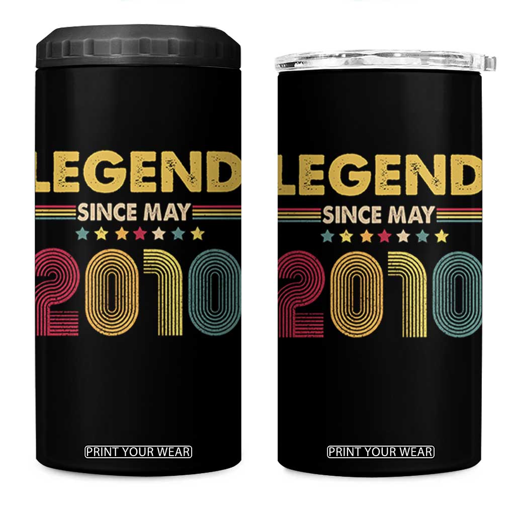 May 16th Birthday 4 in 1 Can Cooler Tumbler Legends Since May 2010 Retro Bday TS11 One Size: 16 oz Black Print Your Wear
