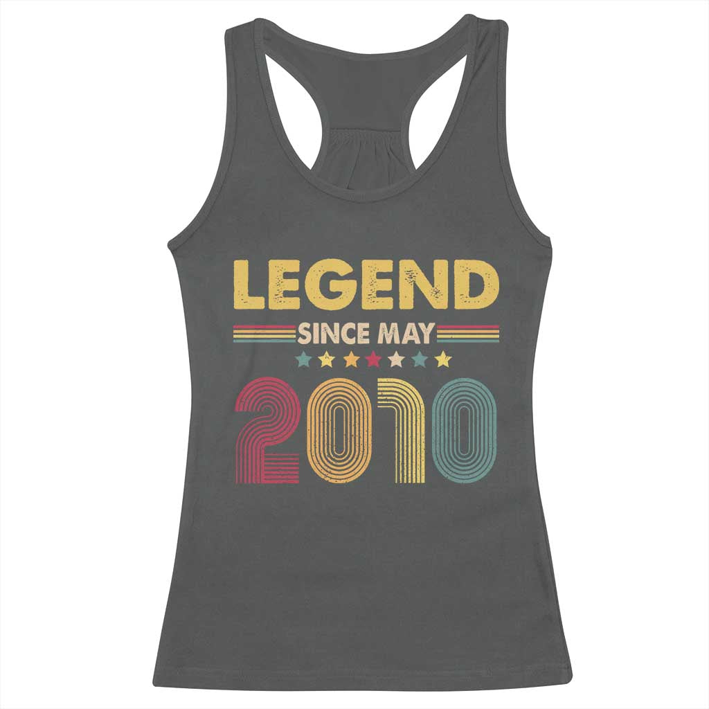 May 16th Birthday Racerback Tank Top Legends Since May 2010 Retro Bday TS11 Dark Heather Print Your Wear