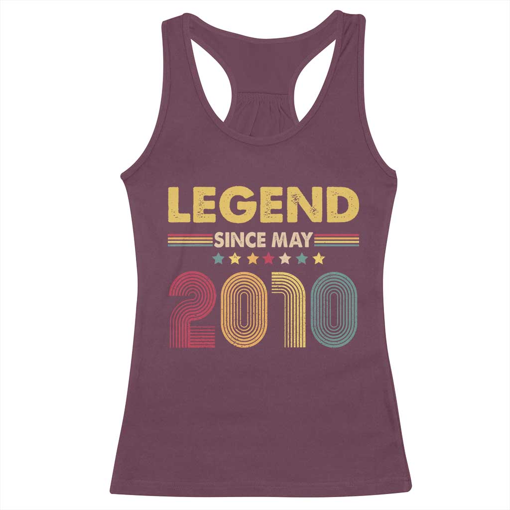May 16th Birthday Racerback Tank Top Legends Since May 2010 Retro Bday TS11 Maroon Print Your Wear