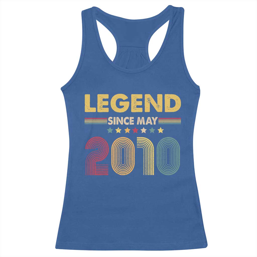 May 16th Birthday Racerback Tank Top Legends Since May 2010 Retro Bday TS11 Royal Blue Print Your Wear