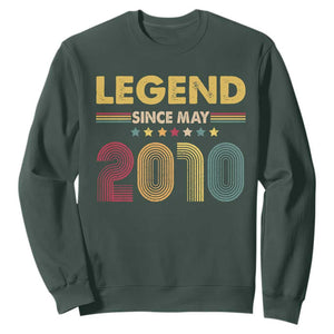 May 16th Birthday Sweatshirt Legends Since May 2010 Retro Bday TS11 Dark Forest Green Print Your Wear