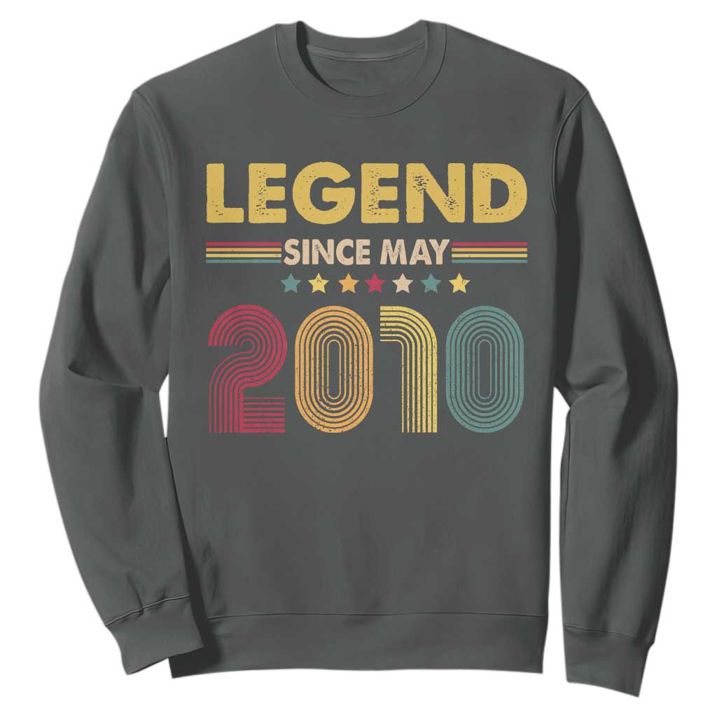 May 16th Birthday Sweatshirt Legends Since May 2010 Retro Bday TS11 Dark Heather Print Your Wear