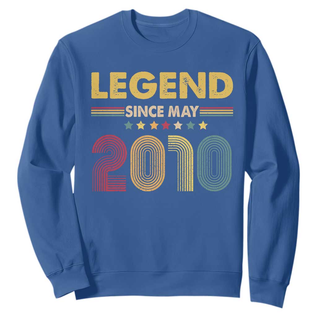 May 16th Birthday Sweatshirt Legends Since May 2010 Retro Bday TS11 Royal Blue Print Your Wear