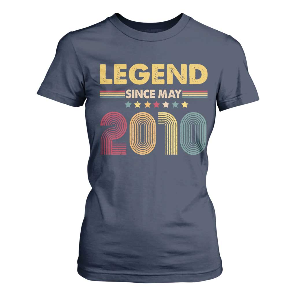May 16th Birthday T Shirt For Women Legends Since May 2010 Retro Bday TS11 Navy Print Your Wear