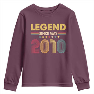 May 16th Birthday Youth Sweatshirt Legends Since May 2010 Retro Bday TS11 Maroon Print Your Wear