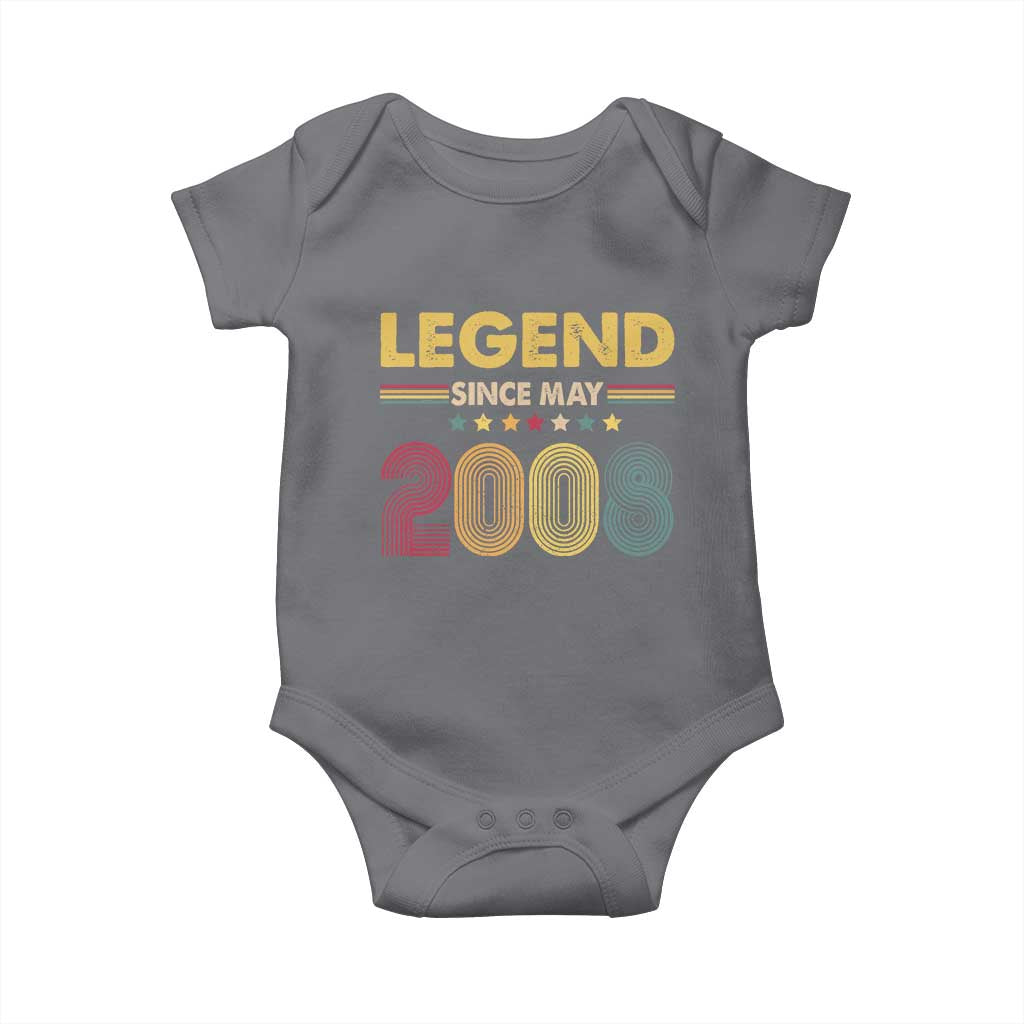 May 18th Birthday Baby Onesie Legends Since May 2008 Retro Bday TS11 Charcoal Print Your Wear
