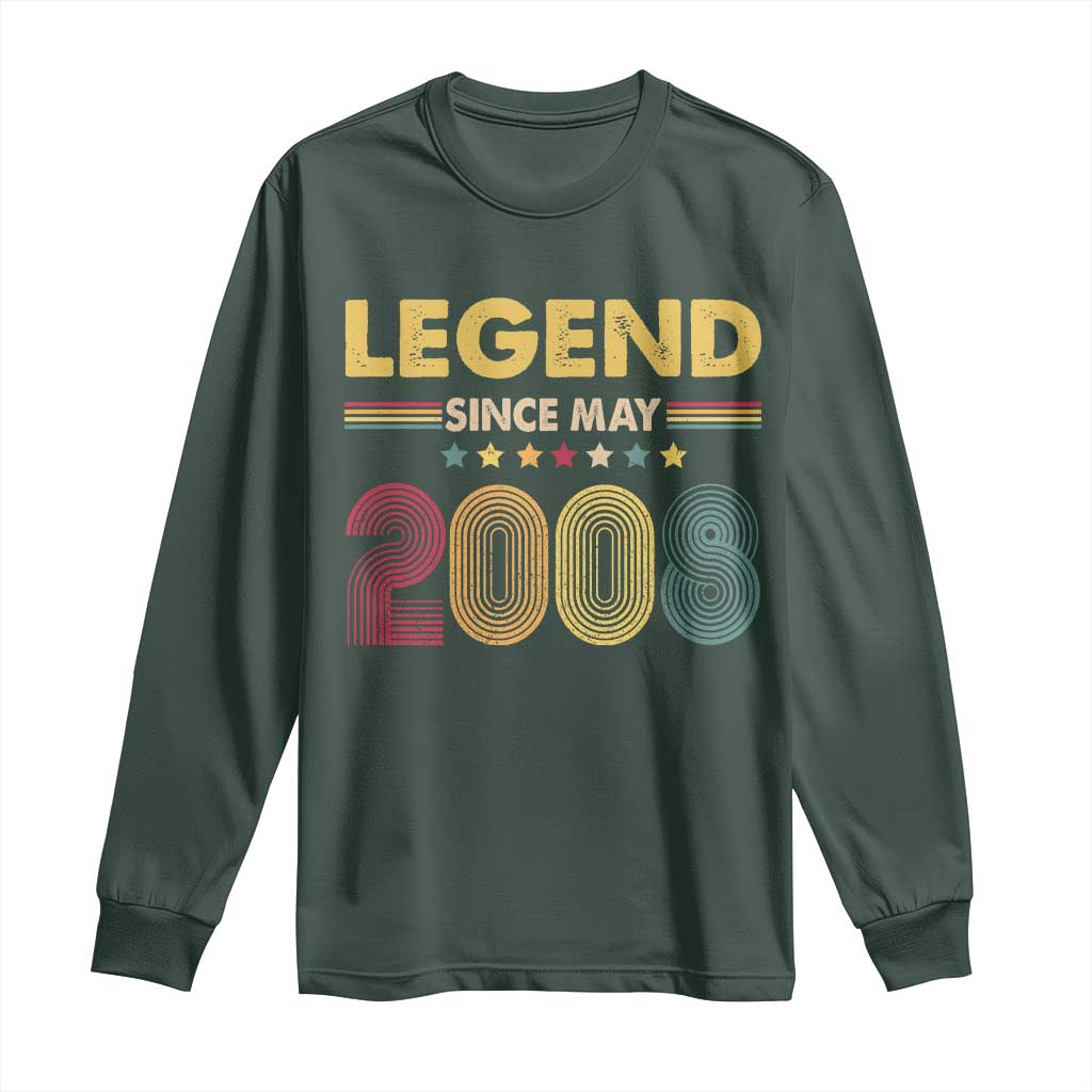 May 18th Birthday Long Sleeve Shirt Legends Since May 2008 Retro Bday TS11 Dark Forest Green Print Your Wear