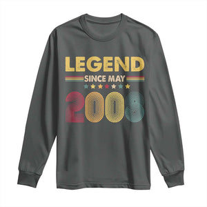 May 18th Birthday Long Sleeve Shirt Legends Since May 2008 Retro Bday TS11 Dark Heather Print Your Wear