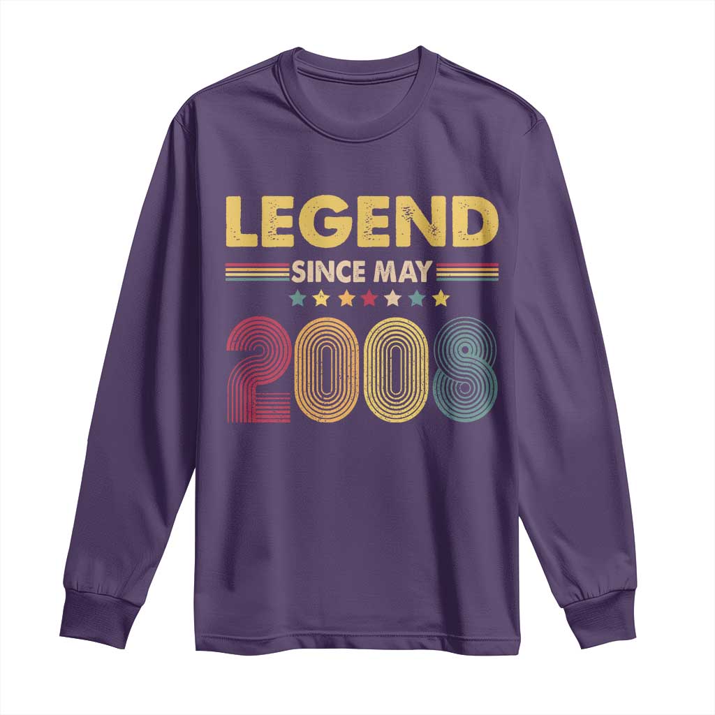 May 18th Birthday Long Sleeve Shirt Legends Since May 2008 Retro Bday TS11 Purple Print Your Wear