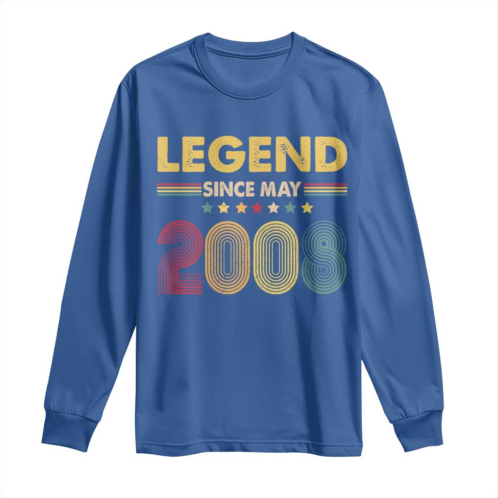 May 18th Birthday Long Sleeve Shirt Legends Since May 2008 Retro Bday TS11 Royal Blue Print Your Wear