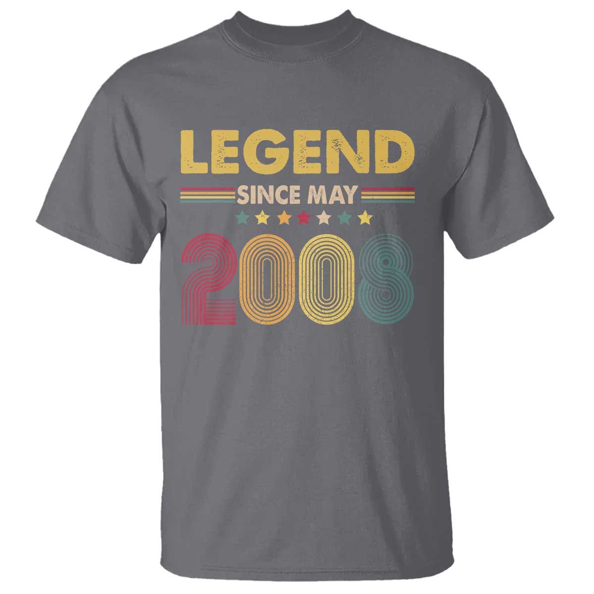 May 18th Birthday T Shirt Legends Since May 2008 Retro Bday TS11 Charcoal Print Your Wear