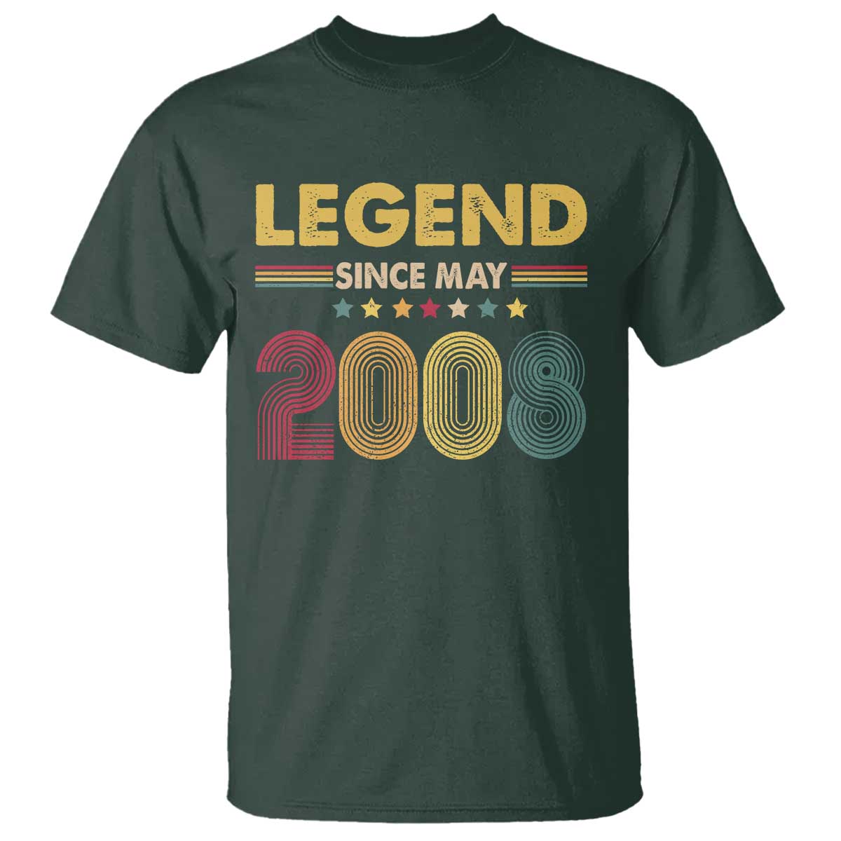 May 18th Birthday T Shirt Legends Since May 2008 Retro Bday TS11 Dark Forest Green Print Your Wear