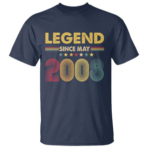 May 18th Birthday T Shirt Legends Since May 2008 Retro Bday TS11 Navy Print Your Wear