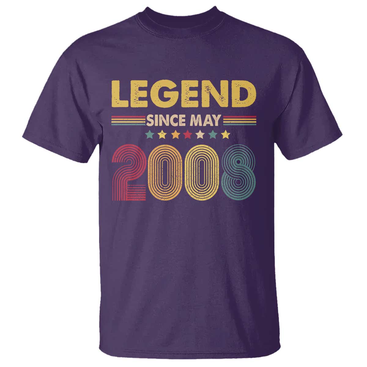 May 18th Birthday T Shirt Legends Since May 2008 Retro Bday TS11 Purple Print Your Wear