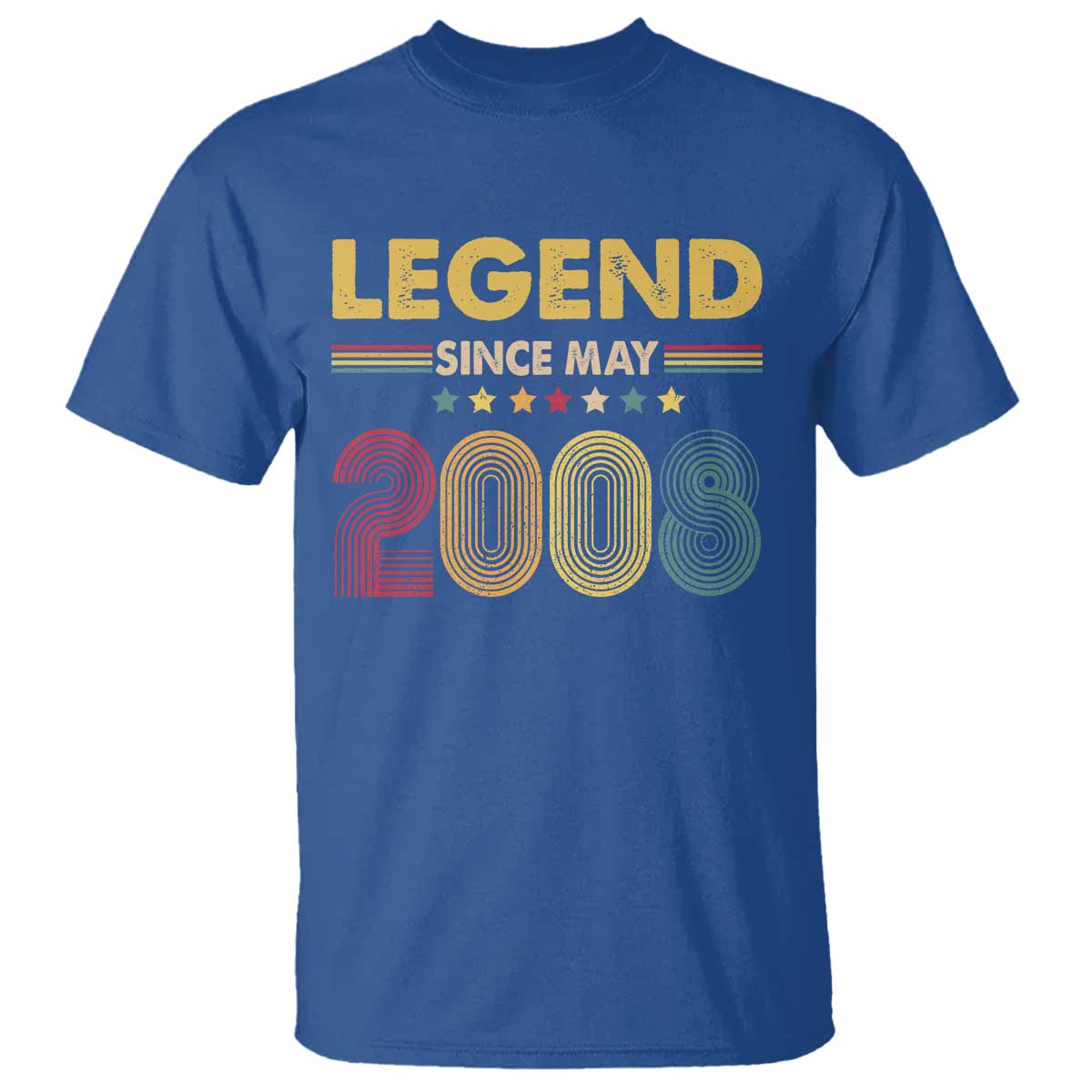 May 18th Birthday T Shirt Legends Since May 2008 Retro Bday TS11 Royal Blue Print Your Wear