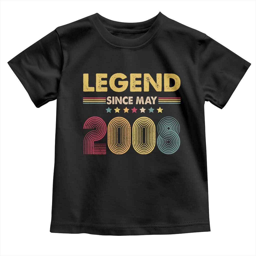 May 18th Birthday Toddler T Shirt Legends Since May 2008 Retro Bday TS11 Black Print Your Wear