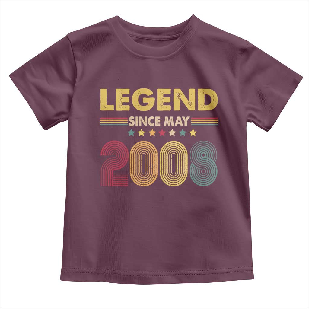 May 18th Birthday Toddler T Shirt Legends Since May 2008 Retro Bday TS11 Maroon Print Your Wear