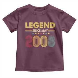May 18th Birthday Toddler T Shirt Legends Since May 2008 Retro Bday TS11 Maroon Print Your Wear