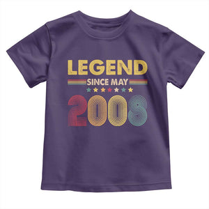 May 18th Birthday Toddler T Shirt Legends Since May 2008 Retro Bday TS11 Purple Print Your Wear