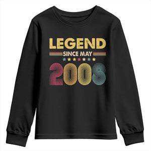 May 18th Birthday Youth Sweatshirt Legends Since May 2008 Retro Bday TS11 Black Print Your Wear