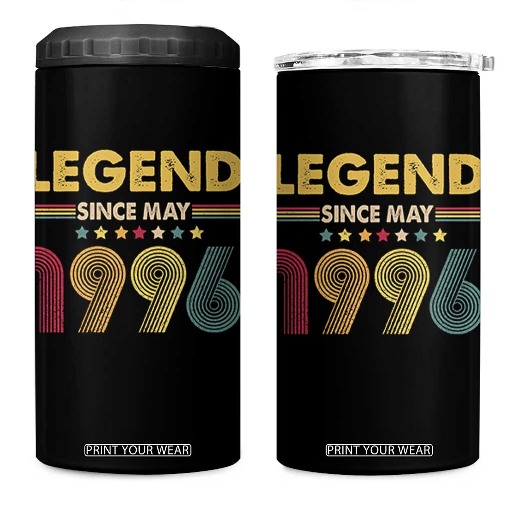 May 30th Birthday 4 in 1 Can Cooler Tumbler Legends Since May 1996 Retro Bday TS11 One Size: 16 oz Black Print Your Wear