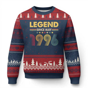 May 30th Birthday Ugly Christmas Sweater Legends Since May 1996 Retro Bday TS11 Navy Red Print Your Wear