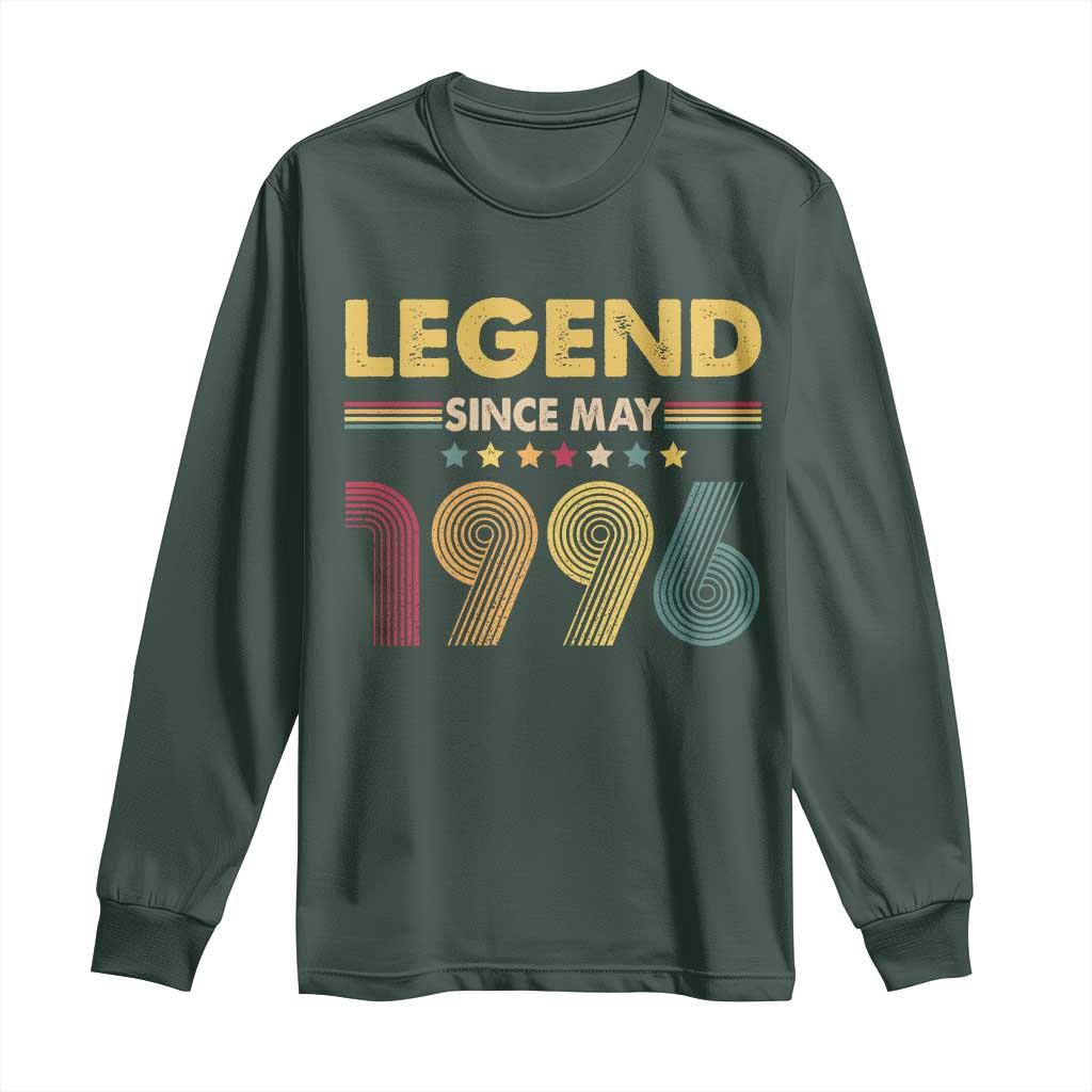 May 30th Birthday Long Sleeve Shirt Legends Since May 1996 Retro Bday TS11 Dark Forest Green Print Your Wear