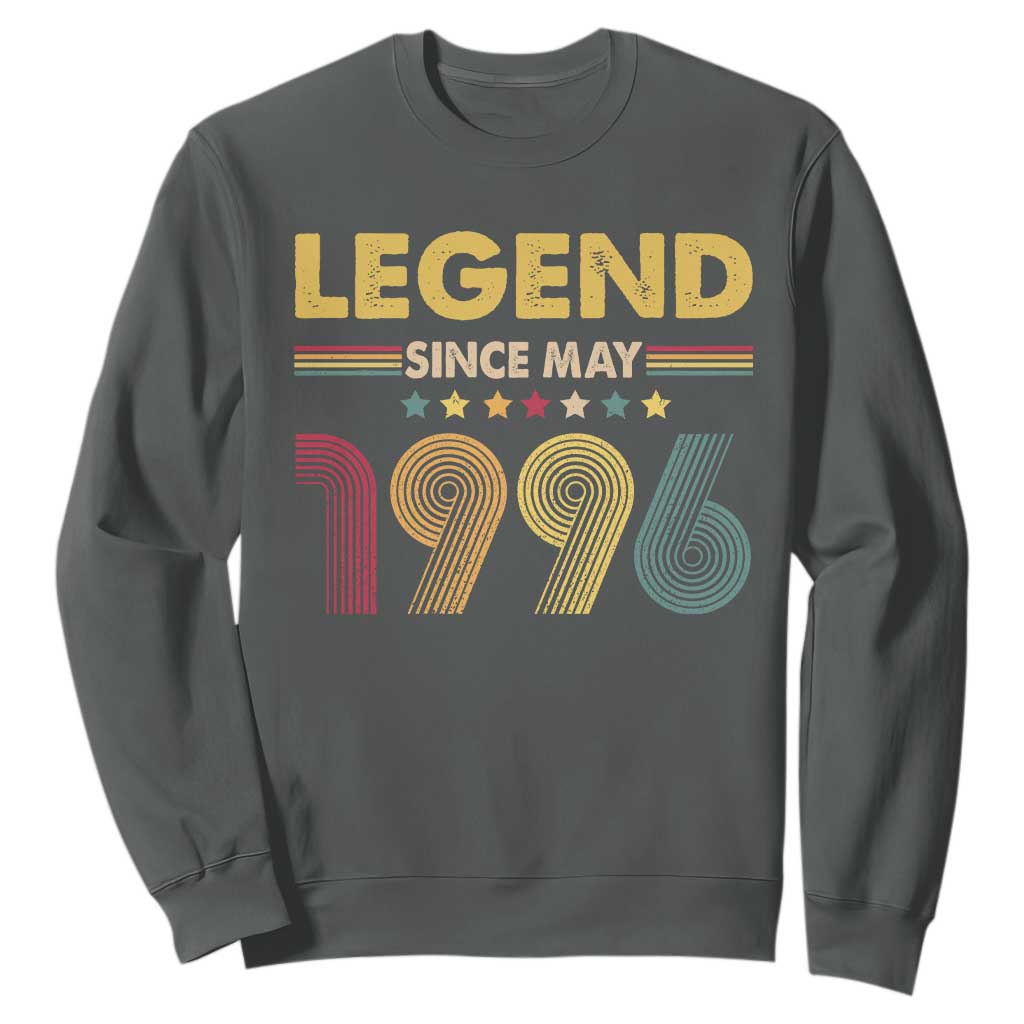 May 30th Birthday Sweatshirt Legends Since May 1996 Retro Bday TS11 Dark Heather Print Your Wear