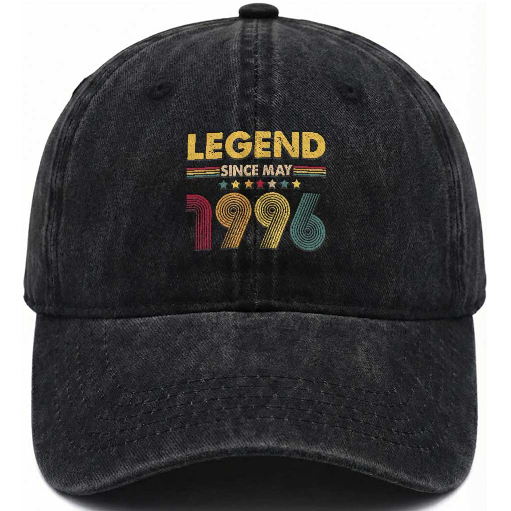 May 30th Birthday Washed Cotton Baseball Cap Legends Since May 1996 Retro Bday TS11 Print Your Wear
