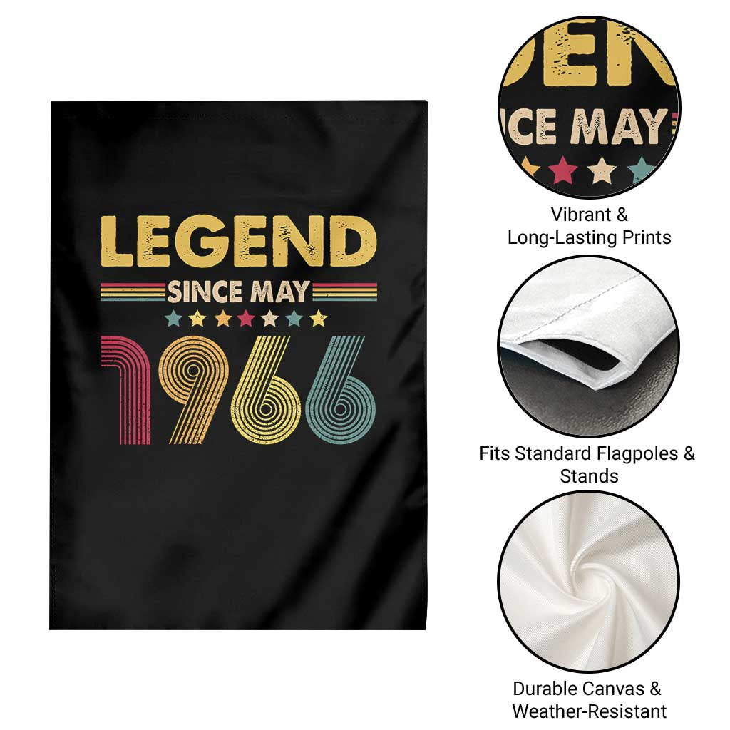May 60th Birthday Garden Flag Legends Since May 1966 Retro Bday TS11 Print Your Wear