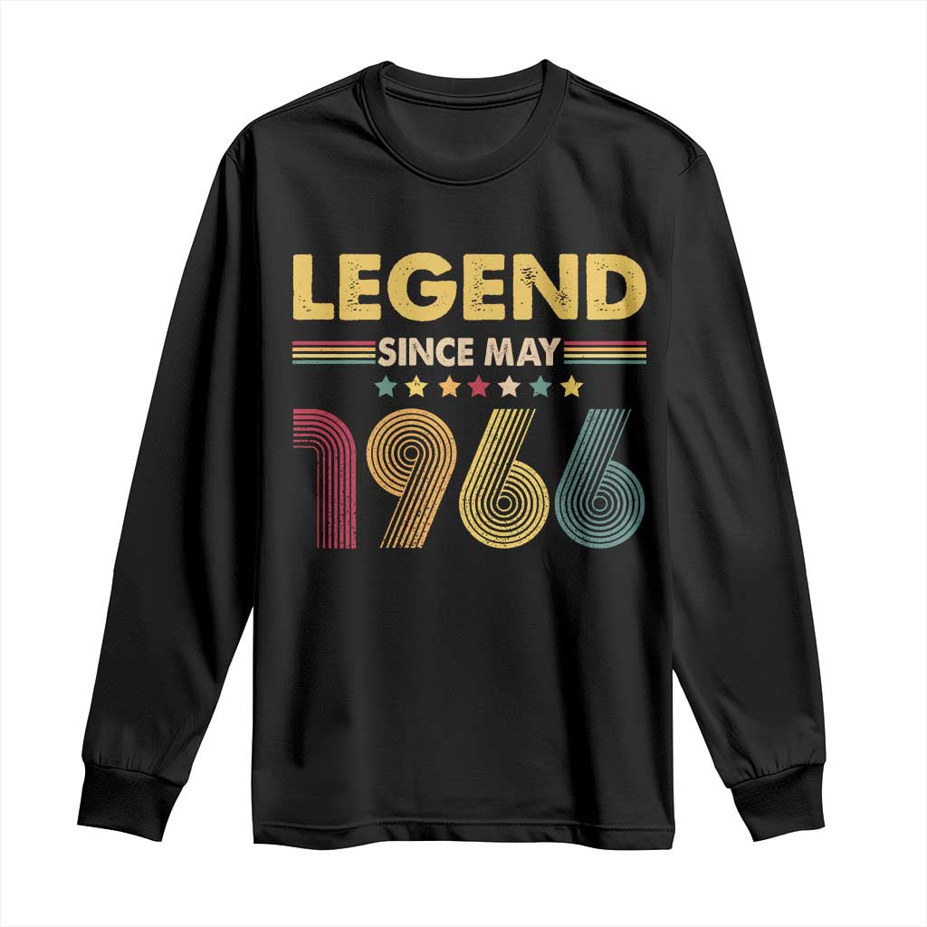 May 60th Birthday Long Sleeve Shirt Legends Since May 1966 Retro Bday TS11 Black Print Your Wear