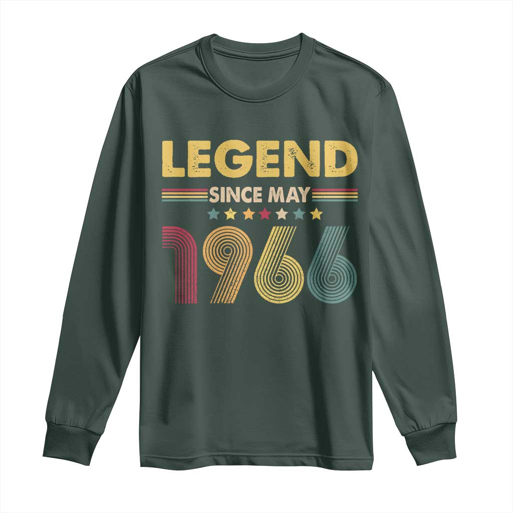 May 60th Birthday Long Sleeve Shirt Legends Since May 1966 Retro Bday TS11 Dark Forest Green Print Your Wear