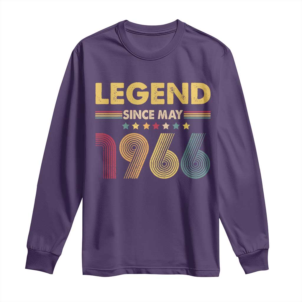 May 60th Birthday Long Sleeve Shirt Legends Since May 1966 Retro Bday TS11 Purple Print Your Wear
