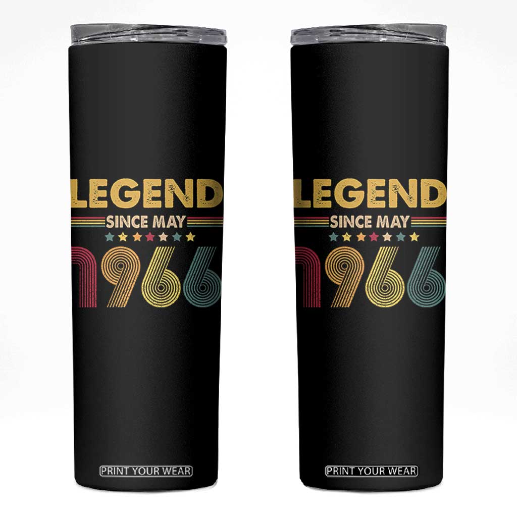 May 60th Birthday Skinny Tumbler Legends Since May 1966 Retro Bday TS11 Black Print Your Wear