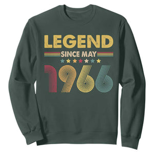 May 60th Birthday Sweatshirt Legends Since May 1966 Retro Bday TS11 Dark Forest Green Print Your Wear