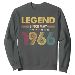 May 60th Birthday Sweatshirt Legends Since May 1966 Retro Bday TS11 Dark Heather Print Your Wear