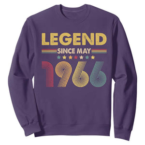 May 60th Birthday Sweatshirt Legends Since May 1966 Retro Bday TS11 Purple Print Your Wear