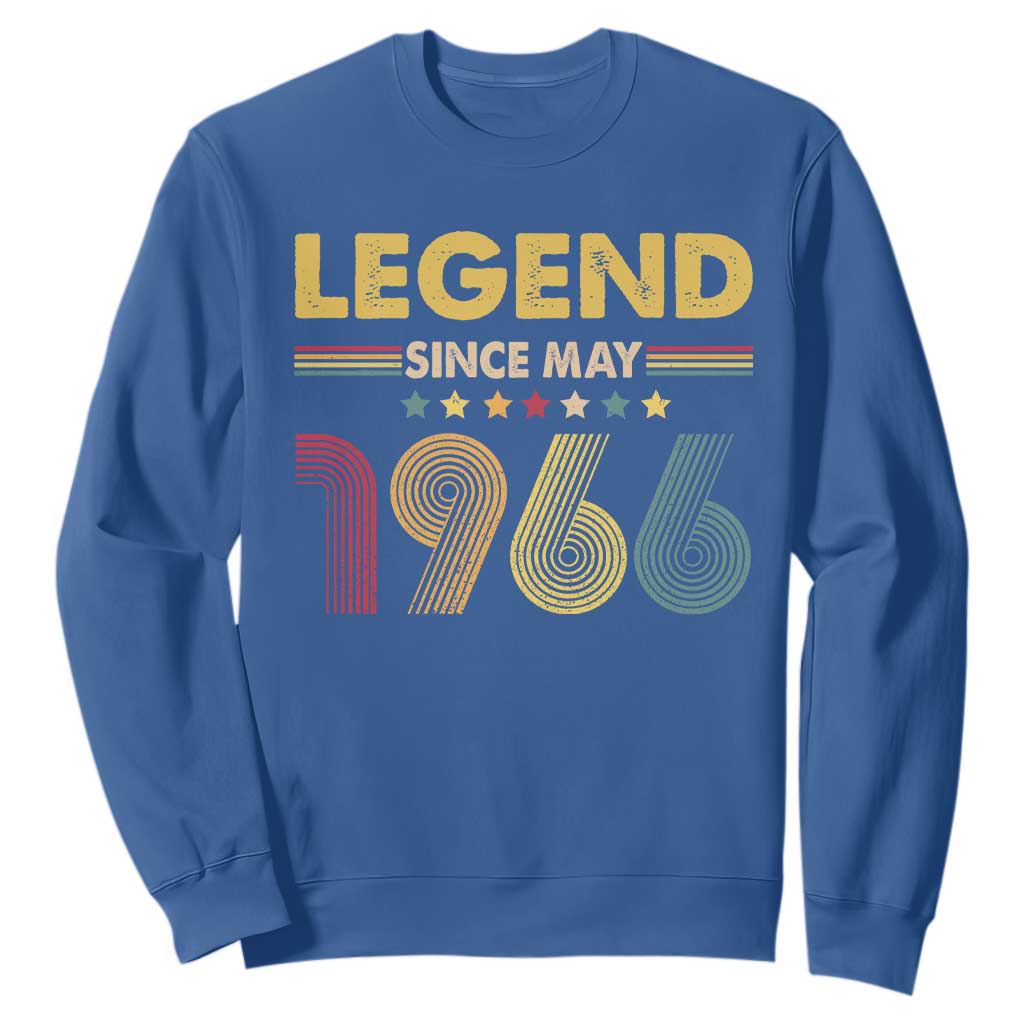 May 60th Birthday Sweatshirt Legends Since May 1966 Retro Bday TS11 Royal Blue Print Your Wear