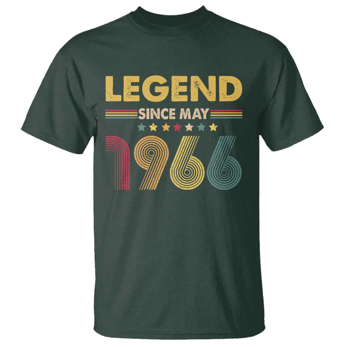 May 60th Birthday T Shirt Legends Since May 1966 Retro Bday TS11 Dark Forest Green Print Your Wear